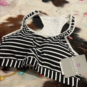 Athleta Lycra sports bra stark stripes black and white - M